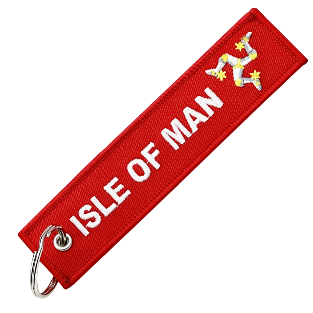 RED ISLE OF MAN FABRIC KEYRING MG 053